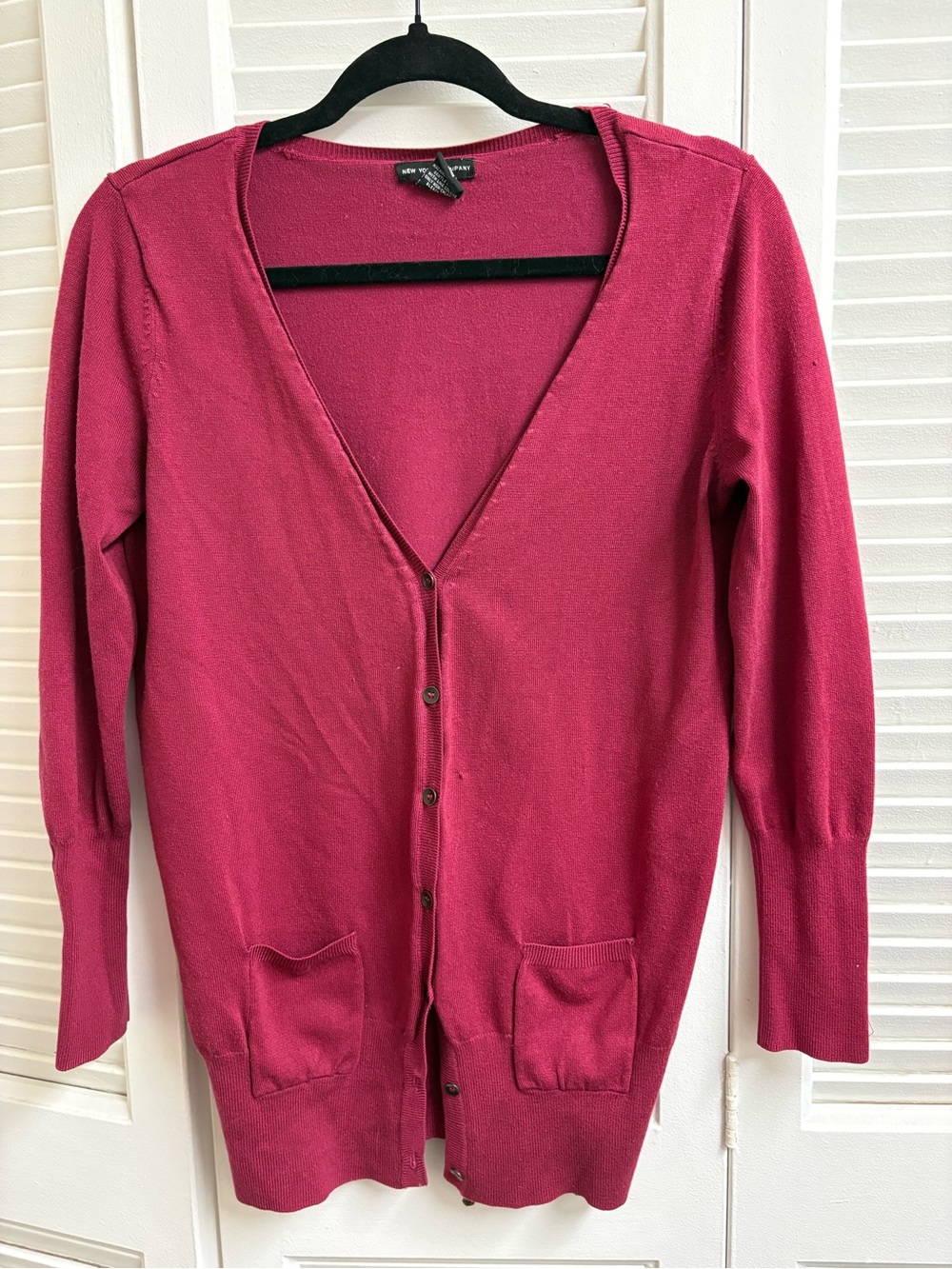 Nee York & Co Raspberry V-Neck Button Cardigan Sweater